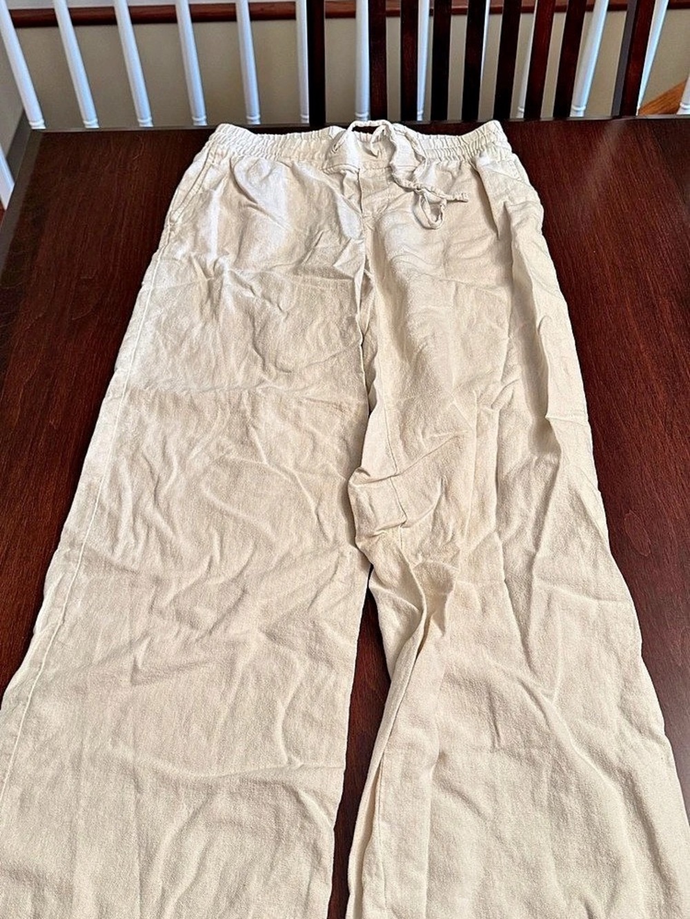 Old Navy High-Waisted Linen-Blend Wide-Leg Pants, Cream, XS
